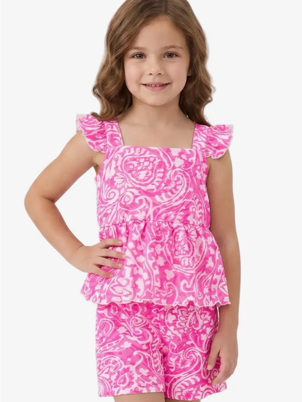 Cutie Patootie toddlers 2 pc ruffle strap top & short set